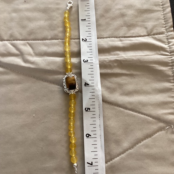 NWOT – genuine rectangular tiger’s eye & yellow quartzite beaded bracelet - Picture 6 of 10